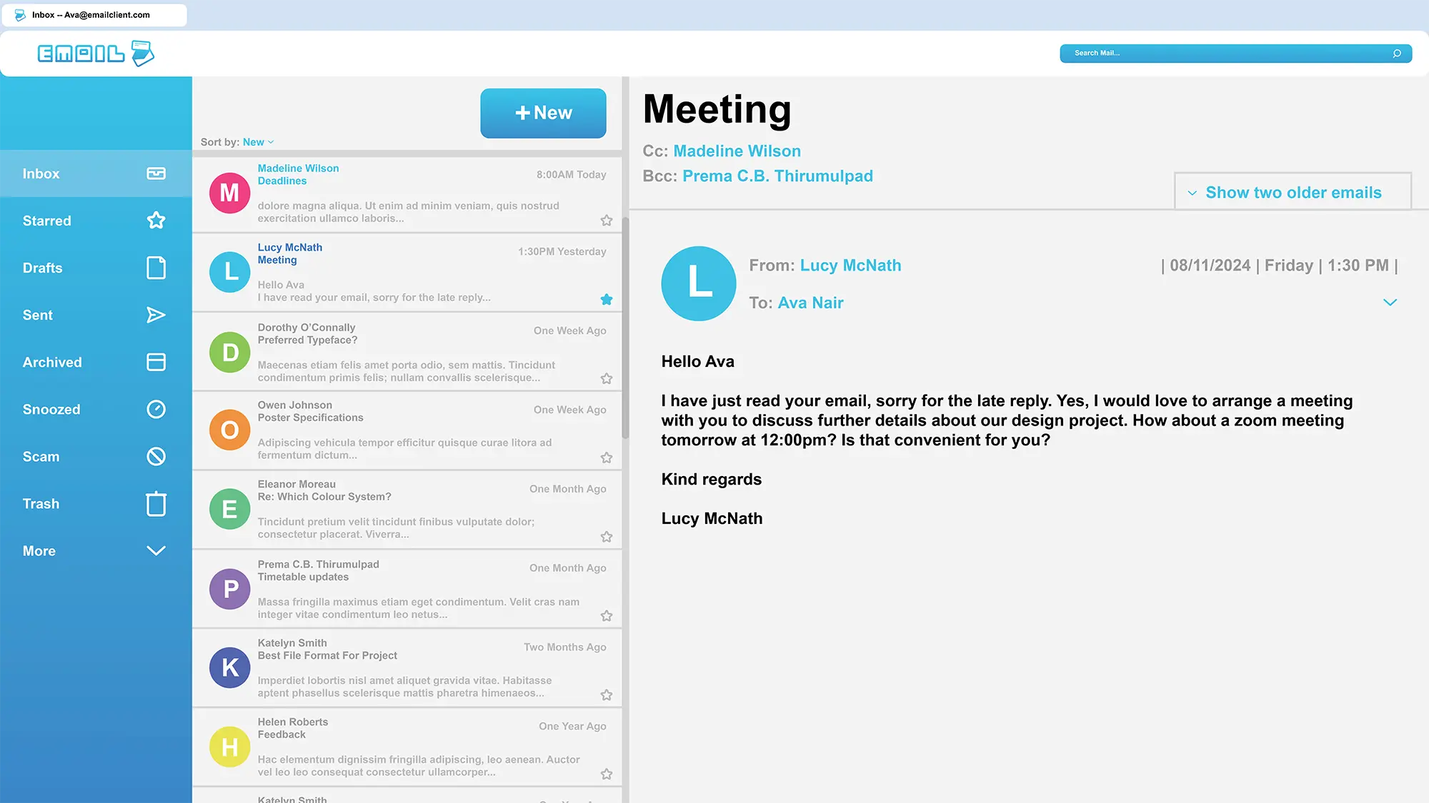 Email Client Mock Up