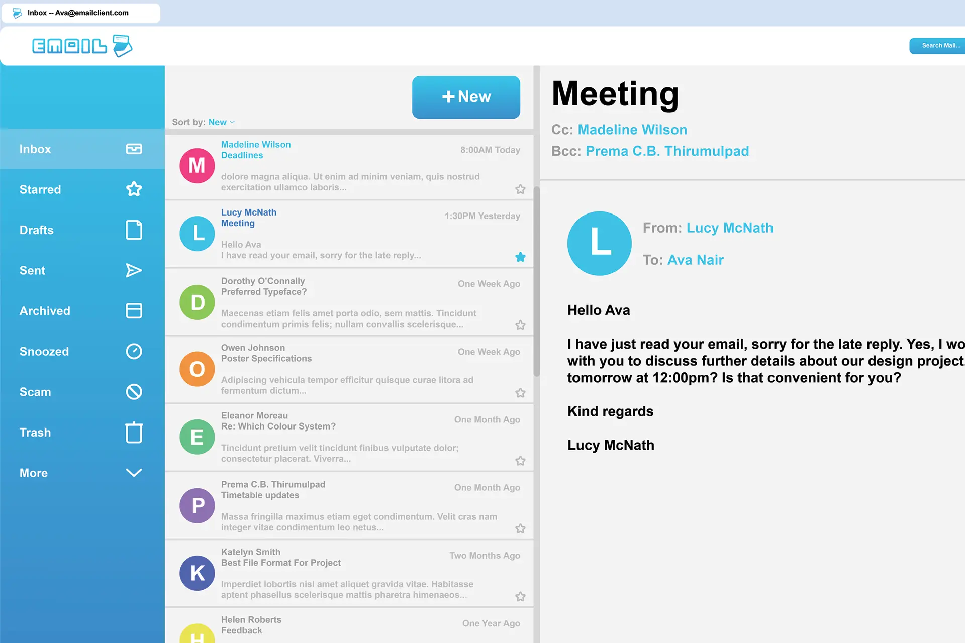 Email Client Mockup
